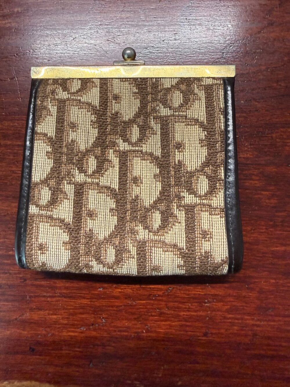 Authentic Vintage Christian Dior Trotter / Oblique Monogram Kiss-Lock Coin Purse